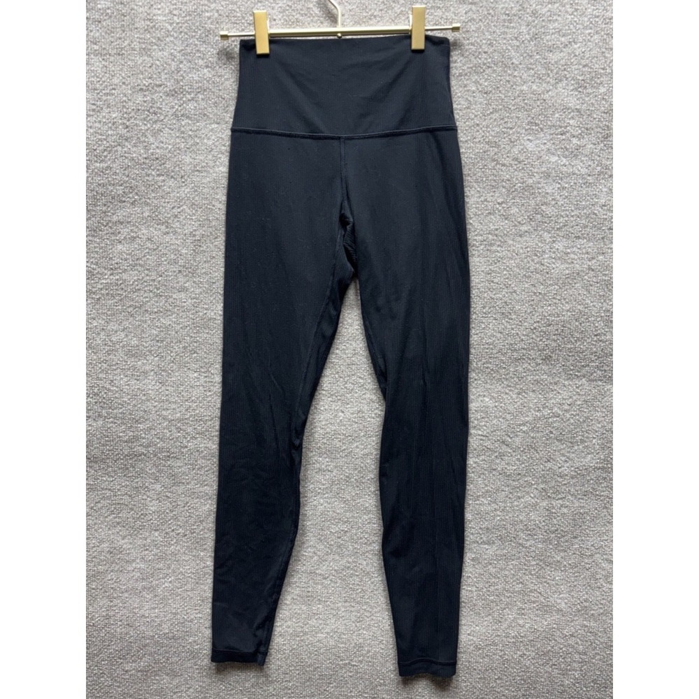Lululemon Align High‎ Rise Ribbed Leggings Womens 4 Black EUC HR HW Athleisure